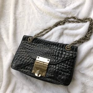 Alexis Hudson black croc purse w/ chain link strap
